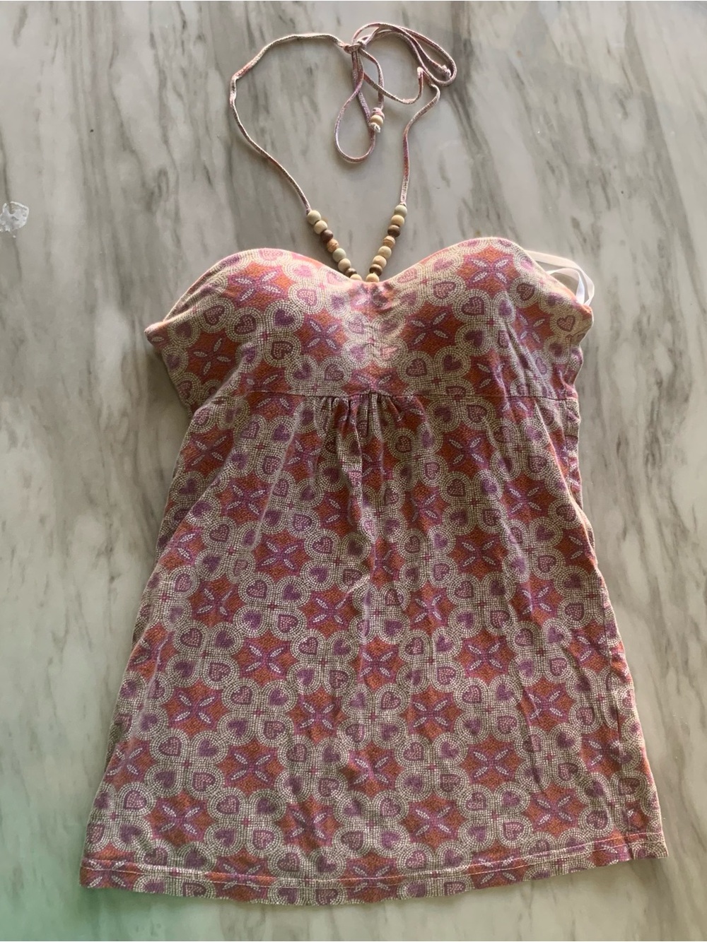 Betsey Johnson Pink & Orange Patterned Strapless Halter Camisole